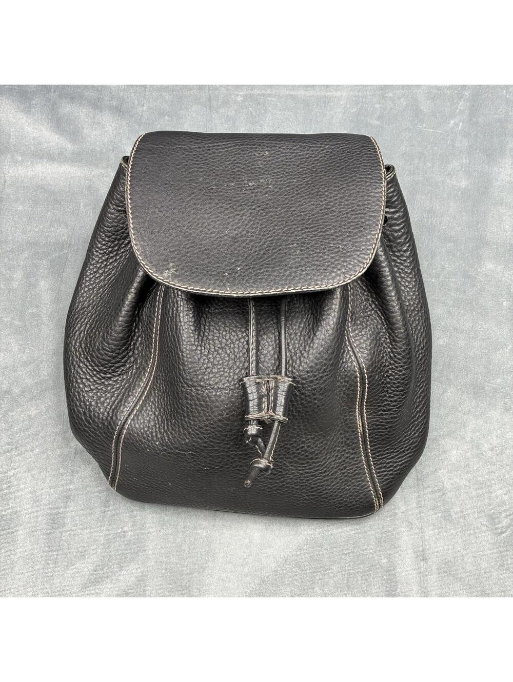 Vintage Coach Sonoma 4911 Backpack Black Leather Drawstring Flap Italy